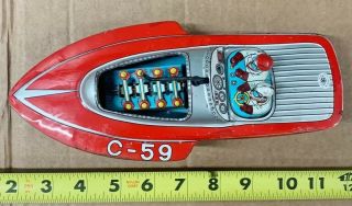 Vintage Tin Litho Wind Up Boat Toy - Modern Times - C - 59 Falcon.  Japan