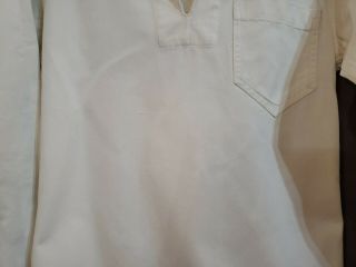 Vtg 40s WW2 WWII US Navy Stenciled White Denim Pullover Jumper Named Shirt 3
