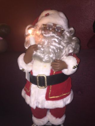 Telco Motionette 24 " African American Black Santa Claus With Candle Hard To Find