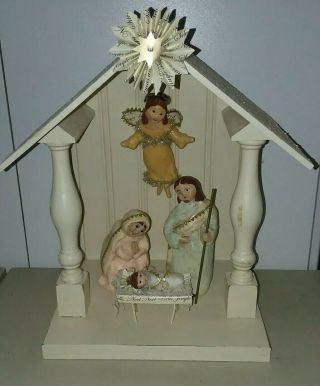 Retired 2006 Nicol Sayre 14 " Nativity With Baby Jesus,  Mary,  Joseph And Angel
