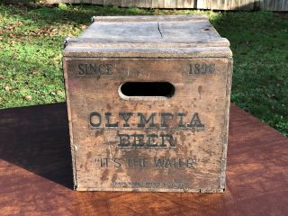 Vintage Olympia Brewing Co.  Beer Wood Crate Wooden Box It ' s the Water Washington 2