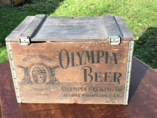 Vintage Olympia Brewing Co.  Beer Wood Crate Wooden Box It ' s the Water Washington 3