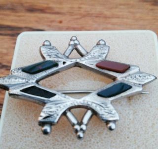 A Vintage Silver Scottish Brooch Set Stones In A Box