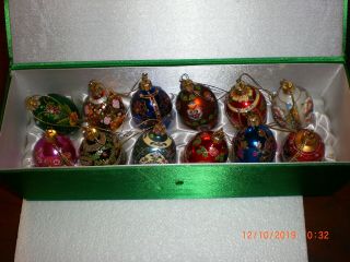 2010 Joan Rivers 12 Mini Egg Christmas Ornaments - Faberge - Russian Inspired - M.  I.  B