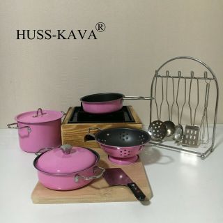 6 Miniature Cook Tiny Kitchen B - Day Metal Cookware&stove Set Xmas Gift Toy Pink