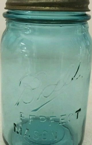 Vintage Ball Blue Glass Perfect Mason Jar 1 Fruit Canning Pint