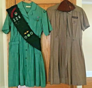 2 Vintage Girl Scout Uniforms Circa 1960s Junior Scout And Brownie