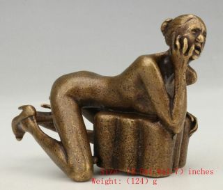 Unique Chinese Bronze Statue Beauty Nude Solid Mascot Decoration Gift