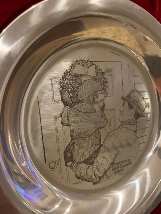 Franklin Sterling Silver " Hanging The Wreath " Norman Rockwell Plate 1974
