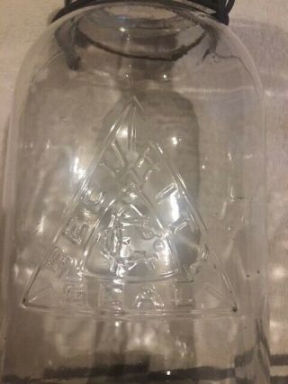 Security Seal Fgco Monogram Clear Half Gallon Fruit Jar With Lid And Wire Bail