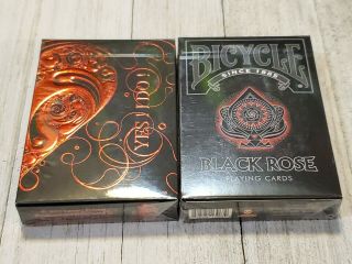 2 Playing Cards Bicycle Black Rose & Yes I Do Deck Uspcc Bocopo Limited