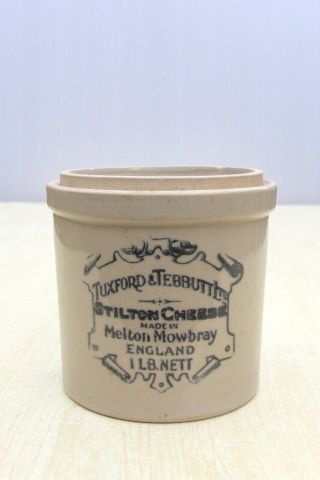 Vintage 1lb Size Tuxford & Tebbutt Melton Mowbray England Stilton Cheese Pot Jar