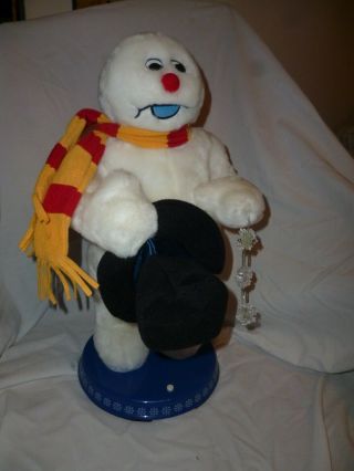 Gemmy Frosty The Snowman Spinning Snowflake Singing Dancing Tips Hat 20 " Tall