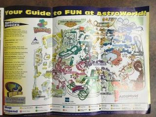2001 Six Flags Astroword Houston Texas Park Map Brochure Guide Vintage Rare