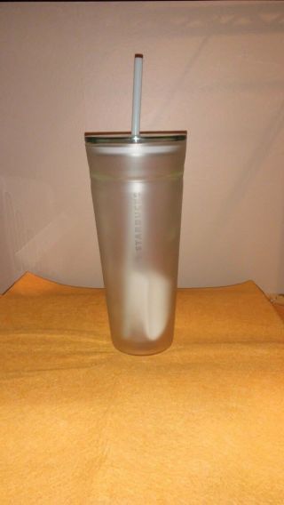 Rare Starbucks Frosted Double Wall Glass Tumbler Cold Cup 20oz 2017