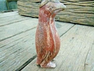 Vintage Old Hand Carved Solid Wooden Crafted Duck On Stand Statue,  Collectible