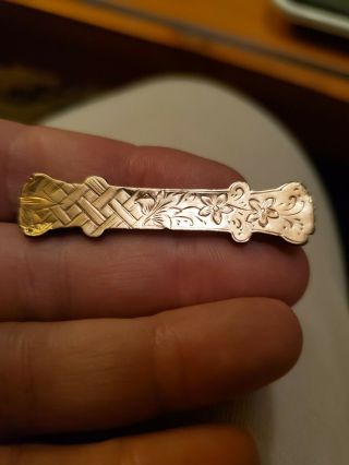 gold filled victorian bar pins - etched and enamaled 2