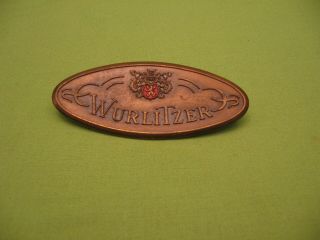 Vintage Brass " Wurlitzer " Plaque W/tacks On The Back - 3.  5 " Long,  12.  5 " Wide