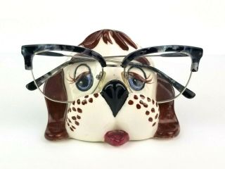 Vintage Puppy Dog Ceramic Eyeglasses Holder Glasses Stand Hound Dog Mcm