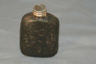 Early 1900s Illinois Glass Company Leather Covered Pocket Whiskey Flask