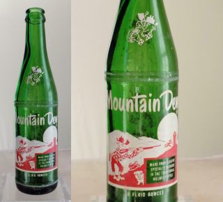 Vintage Mountain Dew Hillbilly Acl Soda Bottle 10 Oz.  1967
