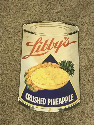 Libbys Pineapple Can Grocery Store Sign Vintage 1960s Old Stock