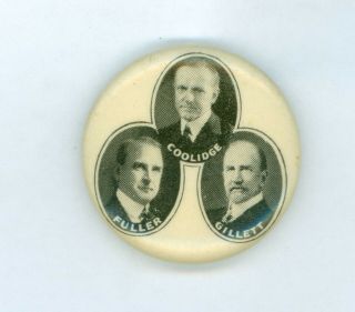Vintage 1924 President Calvin Coolidge Massachusetts Coattail Pinback Button