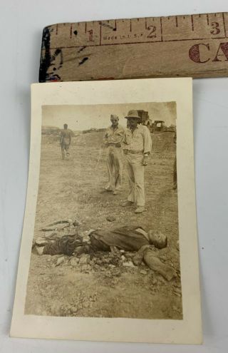 Wwii Photo Dead Killed Japanese Kia W/ Us Soldiers Posing Navy