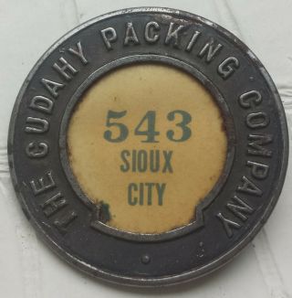 Vintage The Cudahy Packing Company Employee Badge Sioux City Iowa 1 7/8 Inch