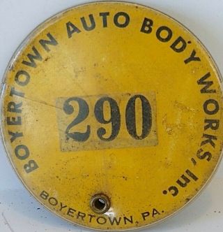Boyertown Pa Auto Body Employee Id Badge Vintage Pinback Pin Button
