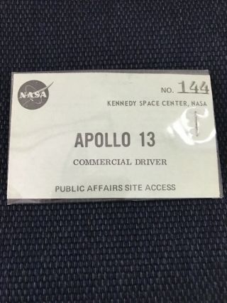 Vintage Nasa Apollo 13 Commercial Driver Site Badge