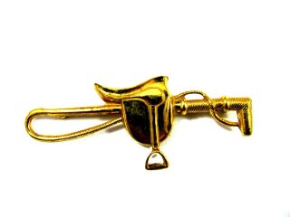 Vintage Miriam Haskell Saddle & Riding Crop Horse Theme Brooch Pin Equestrian