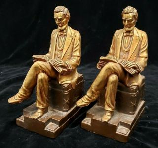 Armor Bronze 8.  5 " Abe Abraham Lincoln Bookends 1920 