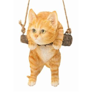 Design Toscano Orange Tabby Kitty on a Perch Hanging Cat Sculpture 2