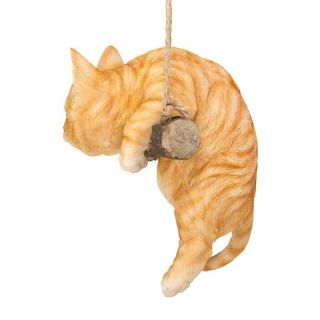 Design Toscano Orange Tabby Kitty on a Perch Hanging Cat Sculpture 3