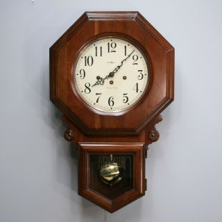 Vintage Howard Miller Regulator Westminster Chime Walnut Wood Wind - Up Wall Clock