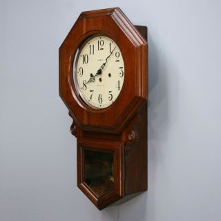 Vintage Howard Miller Regulator Westminster Chime Walnut Wood Wind - up Wall Clock 3