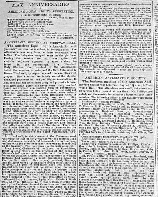 Equal Rights & Anti - Slavery - Frederick Douglass - E.  Cady Stanton 1869 Newspaper