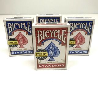 Bicycle Standard 4 Deck Of Playing Cards 3 Blue 1 Red Poker Games Made Us