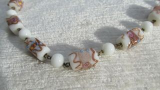 Vintage Murano Glass Wedding Cake Bead Necklace Copper Gold Glittery Sparkles