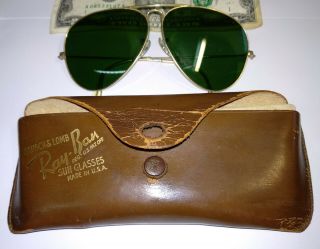 Vintage Rayban 1/10 12k Gf B&l Bausch&lomb Aviator Pilot Green Sunglasses Usa