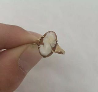 9ct Gold Carved Shell Cameo Victorian Ring 9k 375.