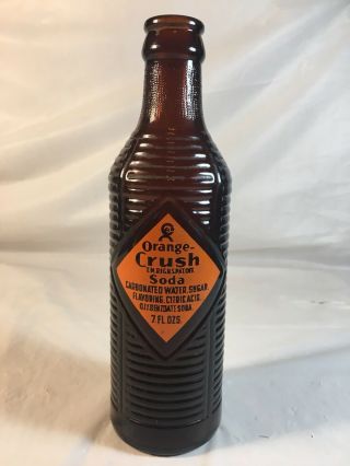 Vintage Orange Crush Amber Ribbed Bottle Amber Lettering Painted Logo