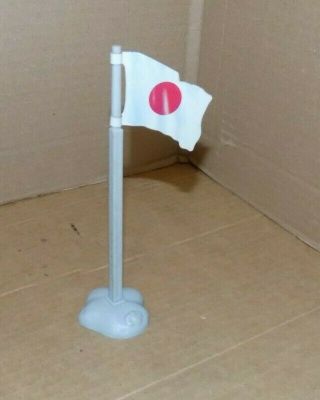 1963 Marx History Of The Pacific Play Set Japanese Tin Flag With Pole,  And Base