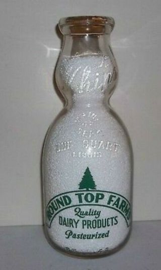 Round Top Farms Damariscotta Me.  Green Pyro Quart Cream Top Our Milk Room
