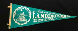 Vintage 1969 Nasa Apollo 11 " First Man On The Moon " Green Pennant