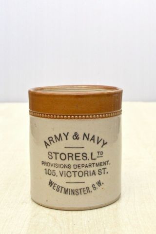 Vintage Army & Navy Stores Victoria St Westminster London Stoneware Pot Jar