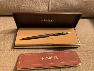 Vintage Parker Classic Black & Gold Trim Ballpoint Pen Made In Usa