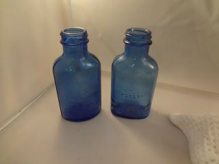 4 Embossed Cobalt Blue Phillips Milk Of Magnesia Bottles 5 Inch