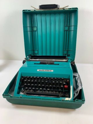 Vintage Olivetti Studio 45 Portable Typewriter With Case Teal Turquoise
